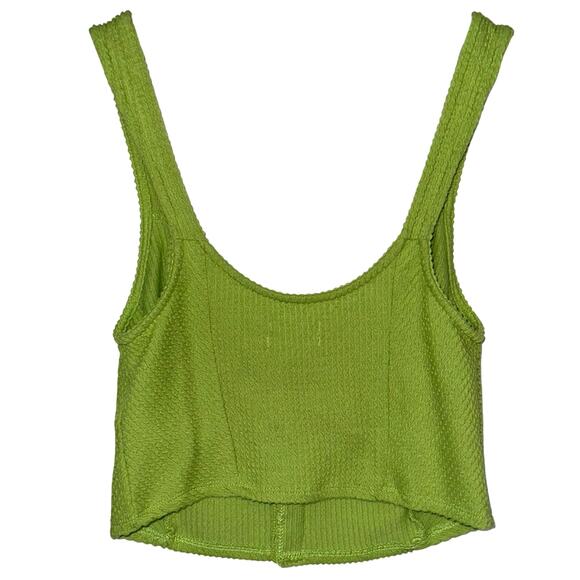 Urban Outfitters UO Estella Green Textured Crop Top Size Medium - Picture 10 of 15